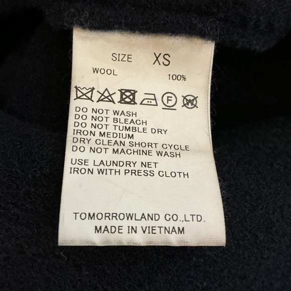 Tomorrowland Wool Duffle Coat Navy Blue Toggle Horn Button Jacket Size XS - Picture 7 of 9